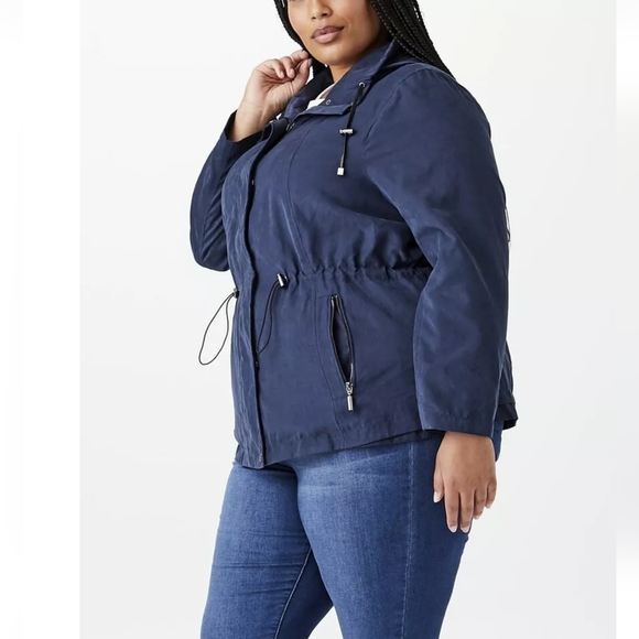 NEW NWT Meri Skye Dia & Co Plus Size Navy Blue Alto Anorak Jacket - Picture 4 of 5